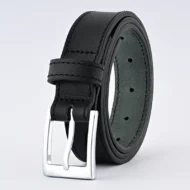 Wholesale Leather Belts Supplier - Black Leather Belt with Silver Buckle - 30mm Belt