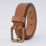 Tan Leather Belt with Antique Buckle - Mens Belts for Jeans - 35mm Belt