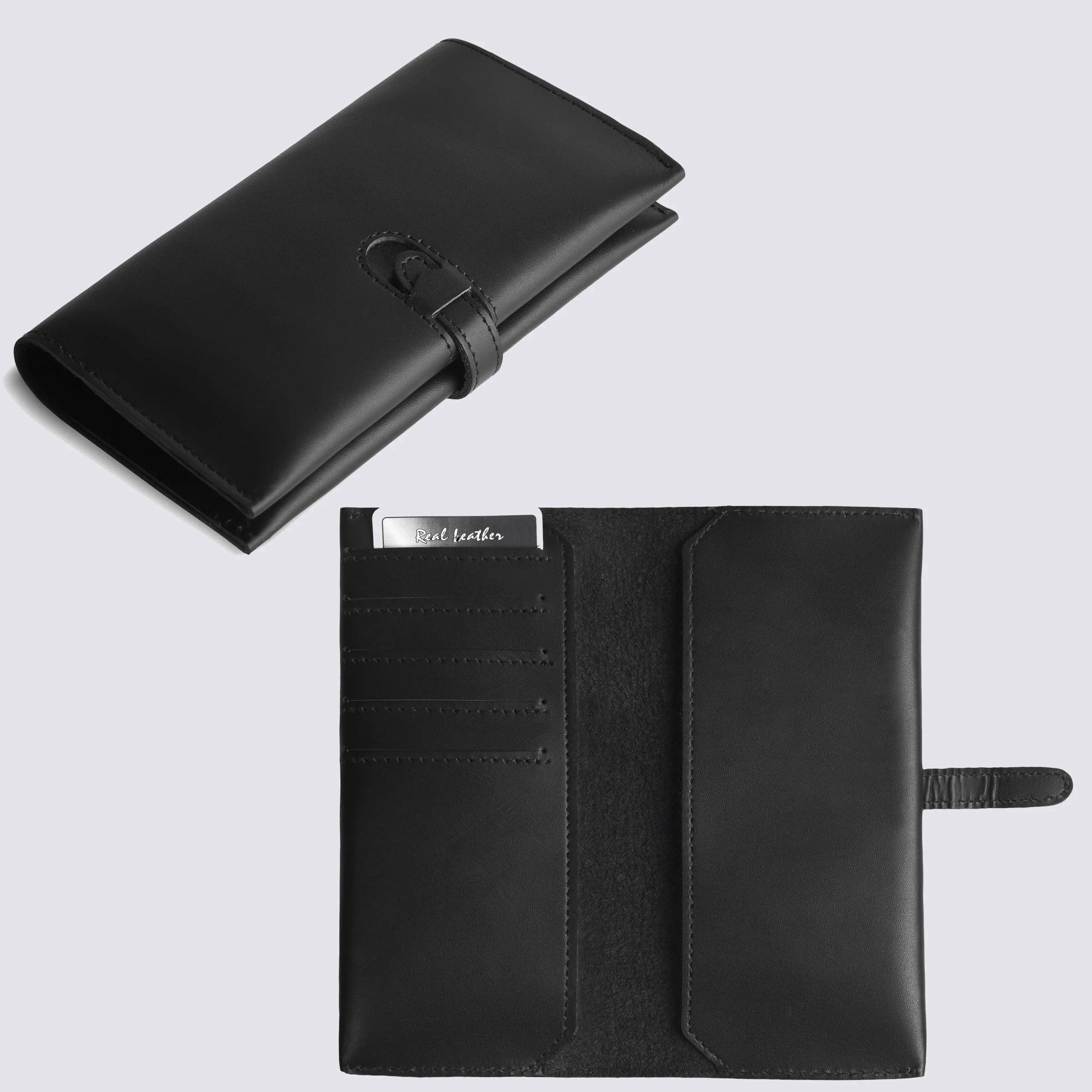 Men’s Black Leather Long Wallet with Card Holder Men’s Black Leather Long Wallet with Card Holder