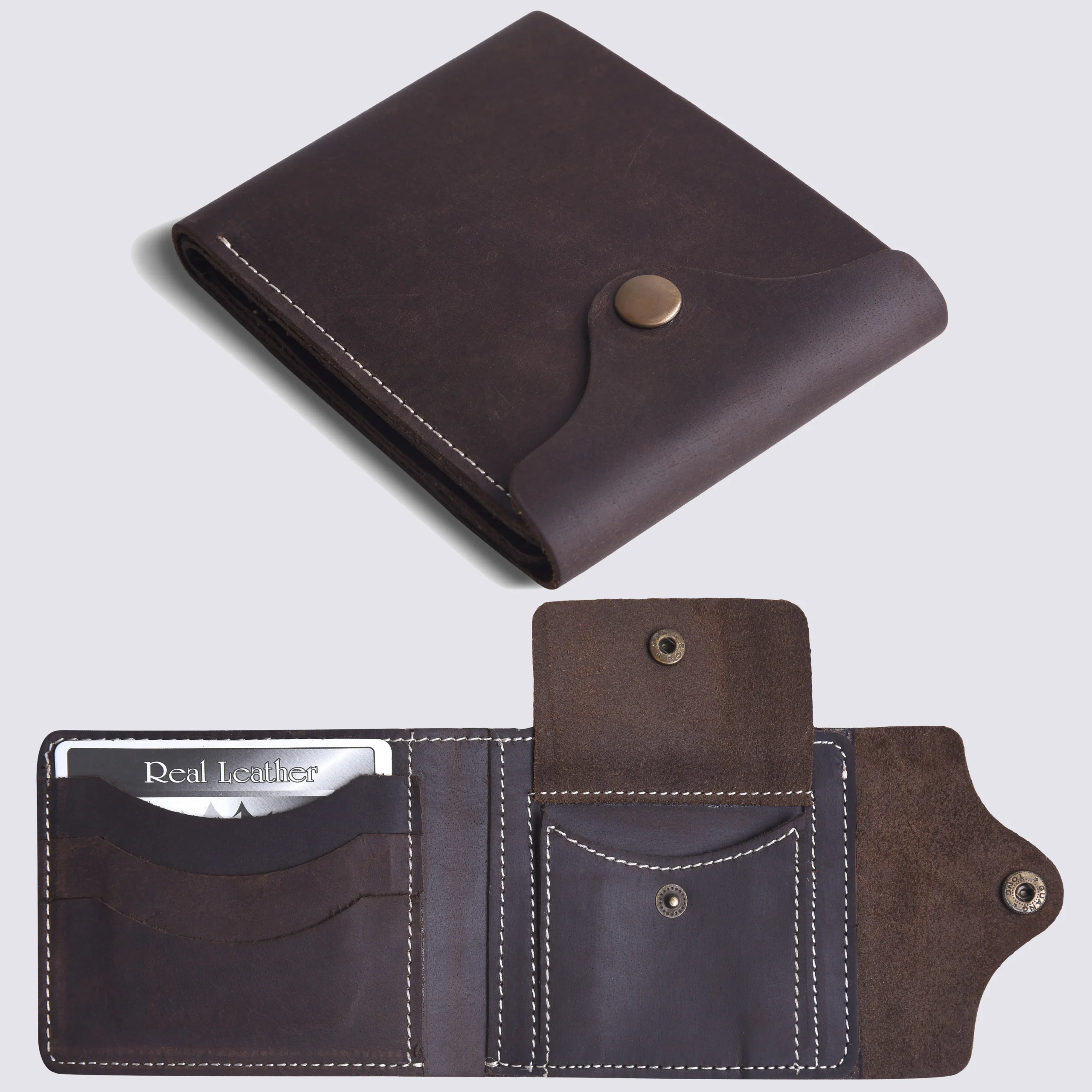 Men’s Brown Nubuck Leather Wallet with Coin Pocket Men’s Brown Nubuck Leather Wallet with Coin Pocket